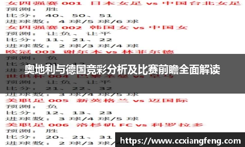 奥地利与德国竞彩分析及比赛前瞻全面解读